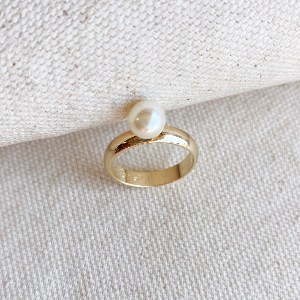 Gold Filled 18k Solitaire Pearl Ring