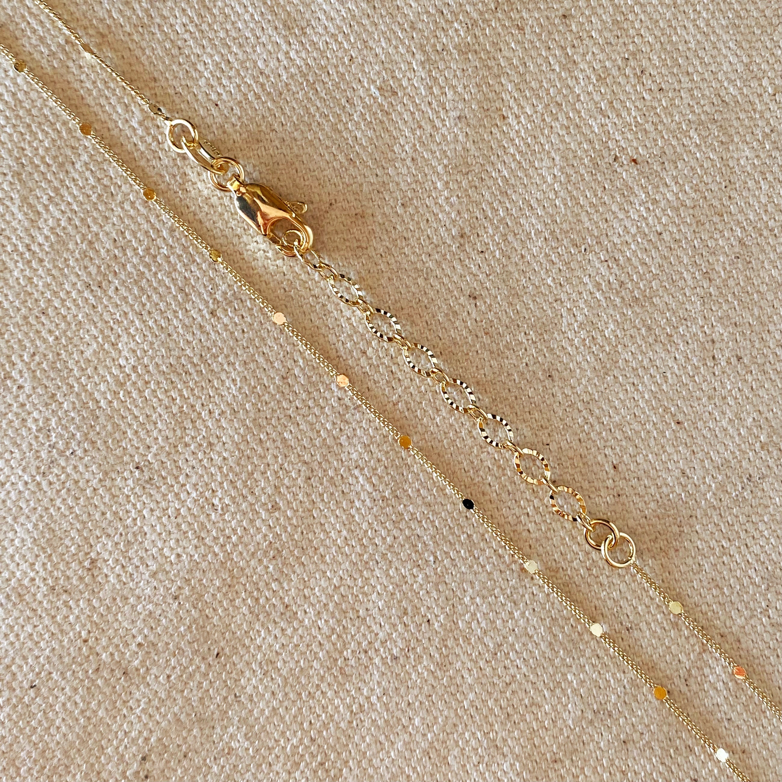 Gold Filled 18k 1mm Curb Chain With Pressed Details