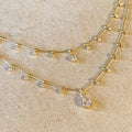 Gold Filled 18k Double Teardrop Clear Necklace