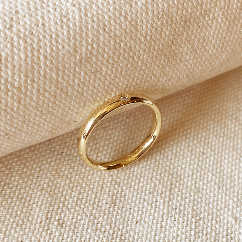 Ring 18k Gold Filled Band With Cubic Zirconia Stone