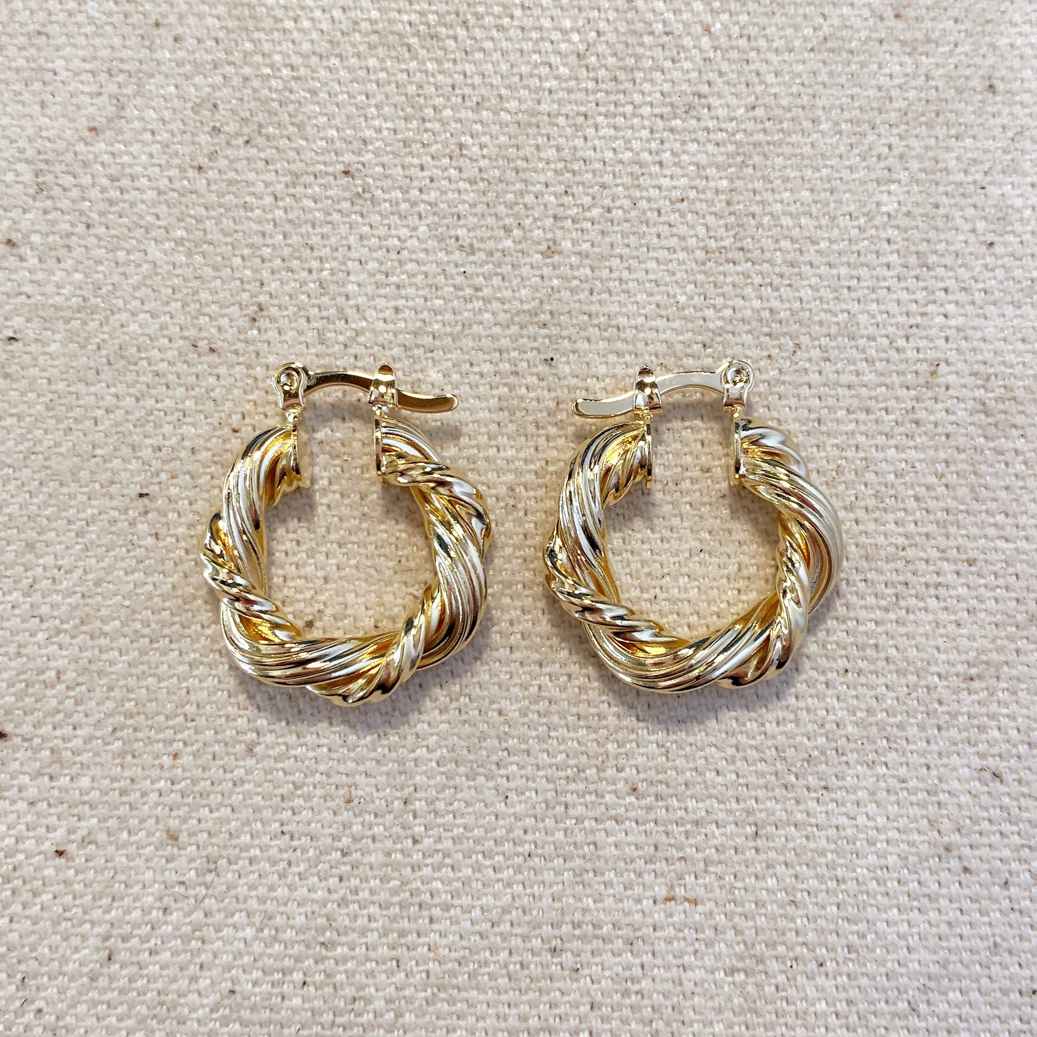 Gold Filled 18k 21mm Double Twisted Tube Hoop Earrings