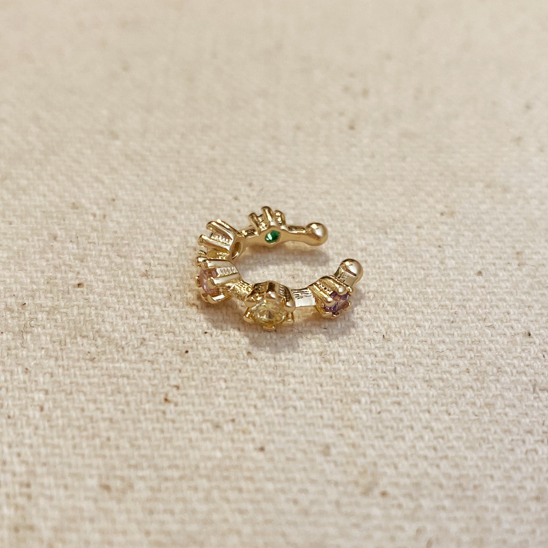 Gold Filled 18k Pastel Colored Cubic Zirconia Ear Cuff