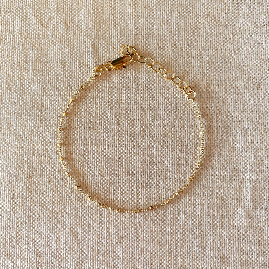 Gold Filled 18k 1mm Spaced Beaded Bracelet