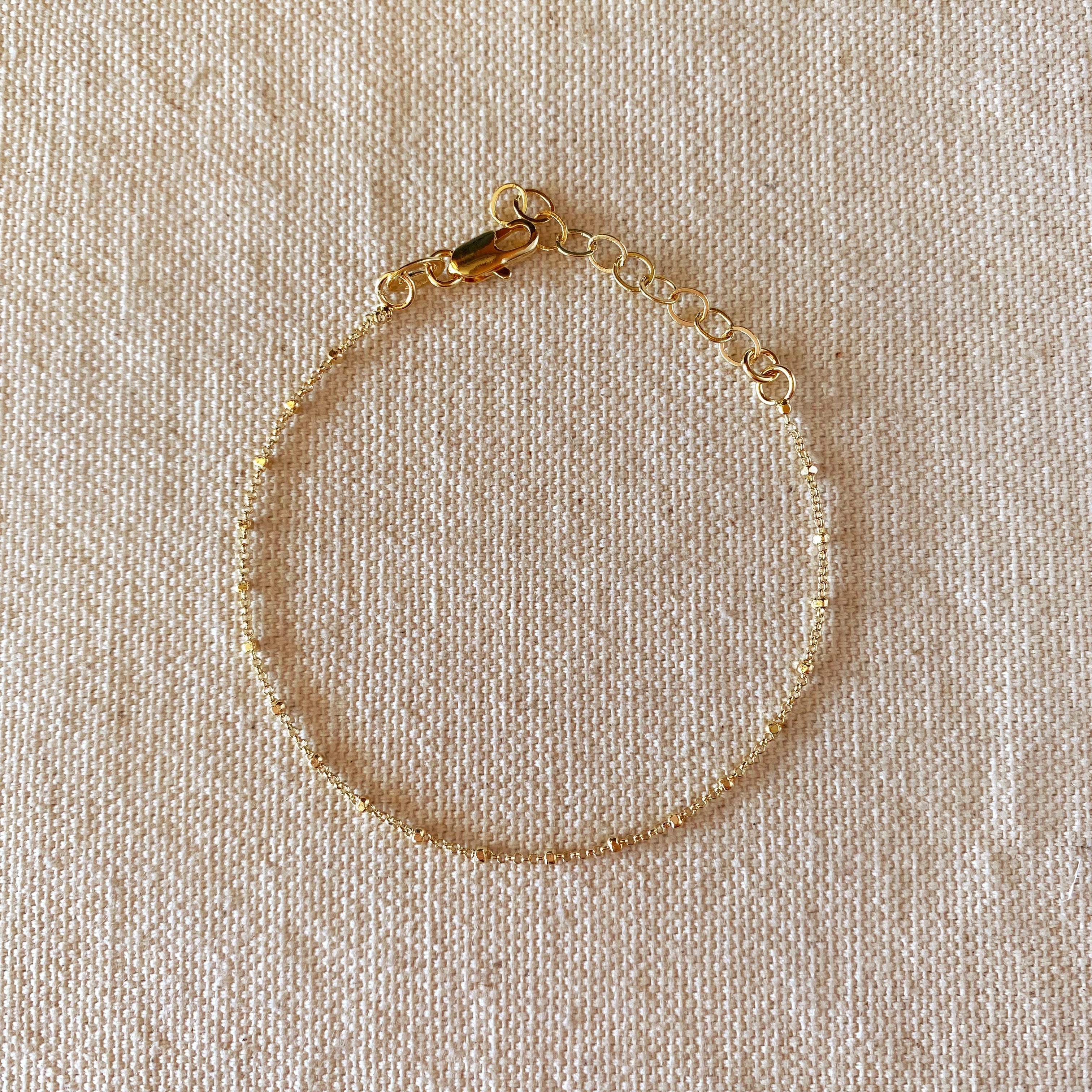 Gold Filled 18k 1mm Spaced Beaded Bracelet