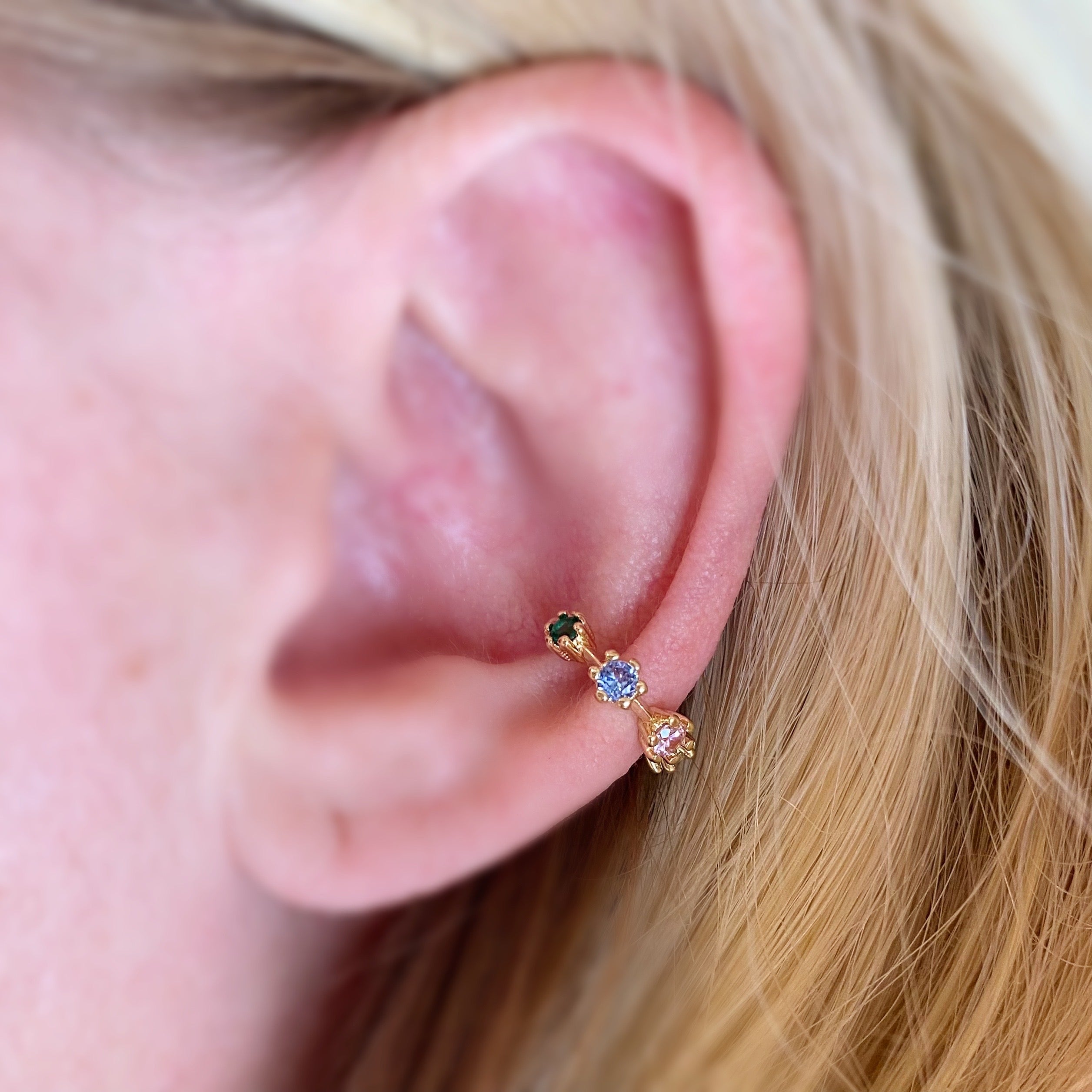 Gold Filled 18k Pastel Colored Cubic Zirconia Ear Cuff