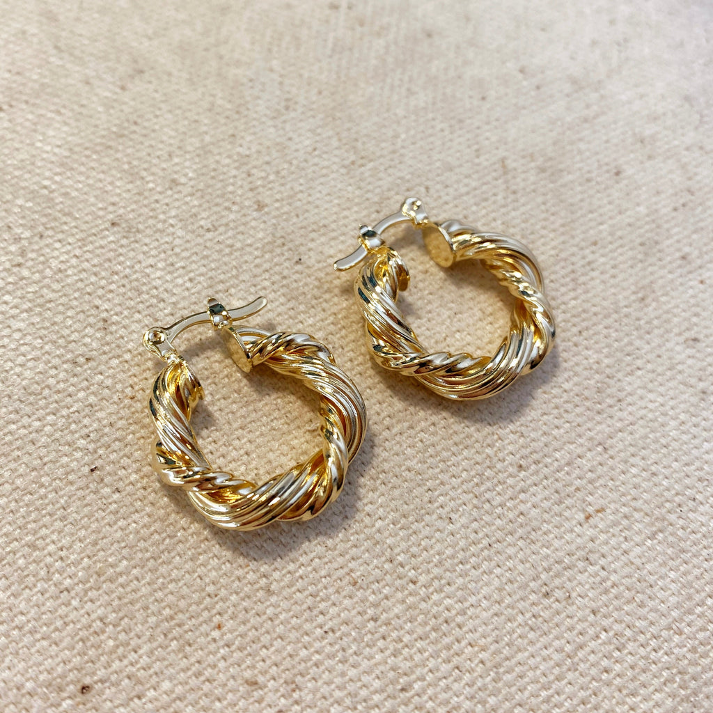 Gold Filled 18k 21mm Double Twisted Tube Hoop Earrings