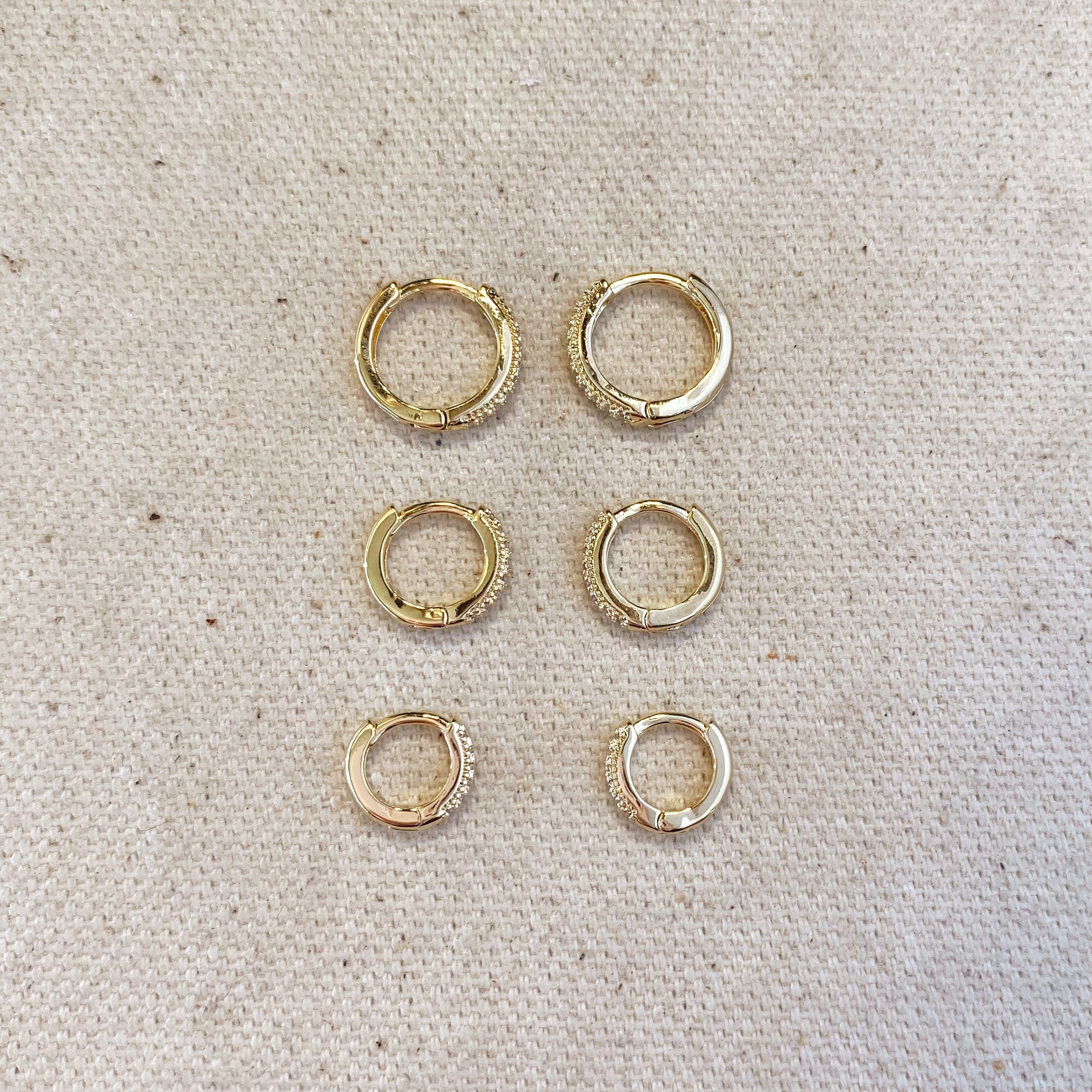 Gold Filled 18k Clear CZ Hoop Trio