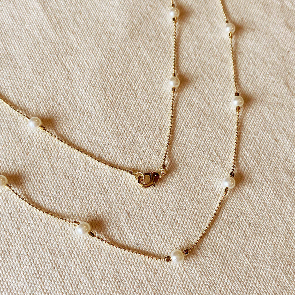 Long Wrap Around Pearl Necklace 18k Gold Filled