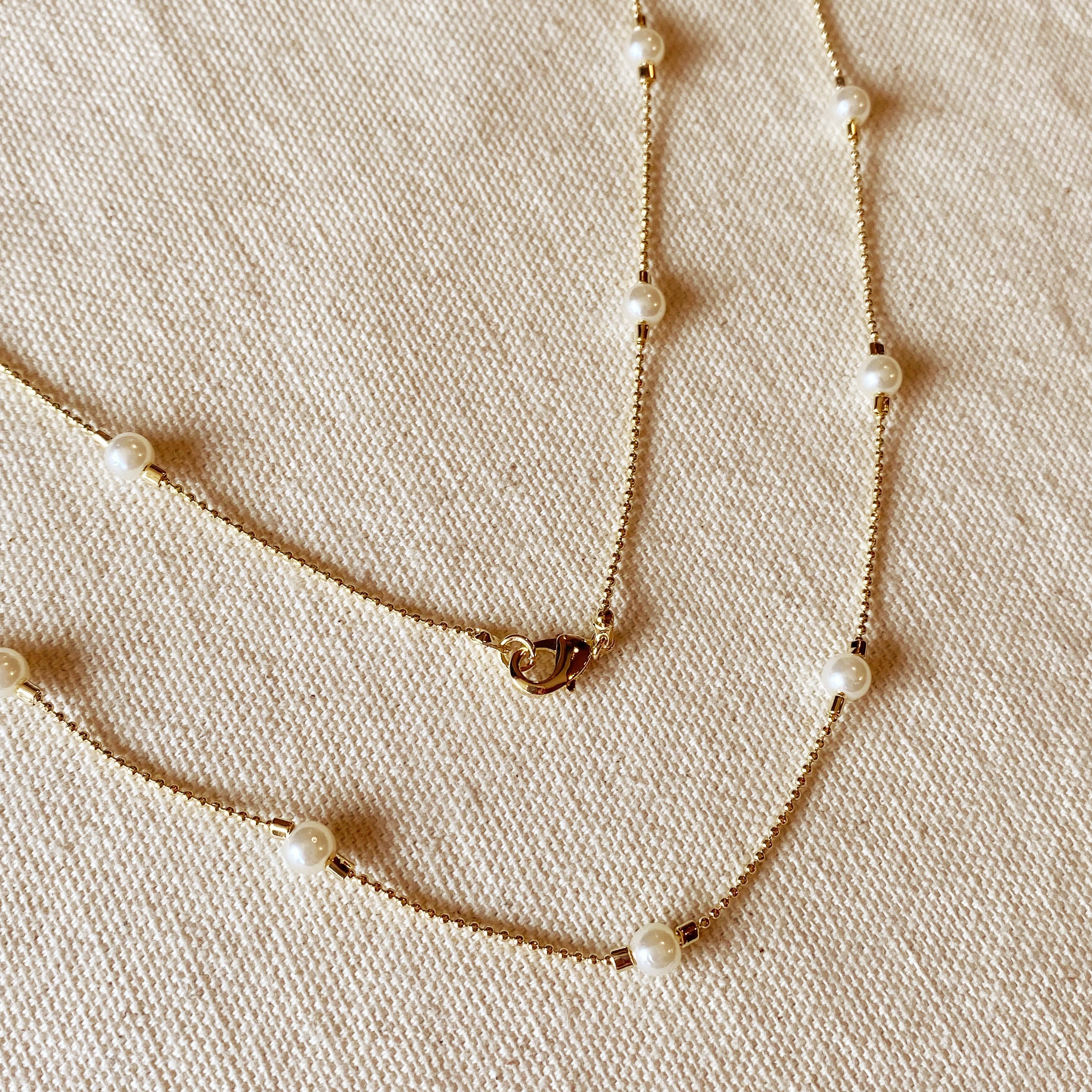 Long Wrap Around Pearl Necklace 18k Gold Filled