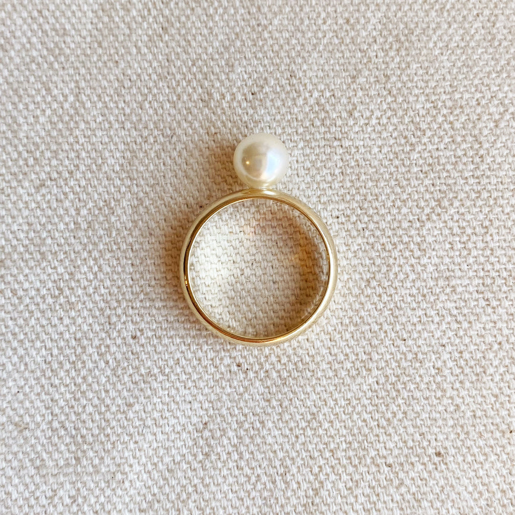 Gold Filled 18k Solitaire Pearl Ring