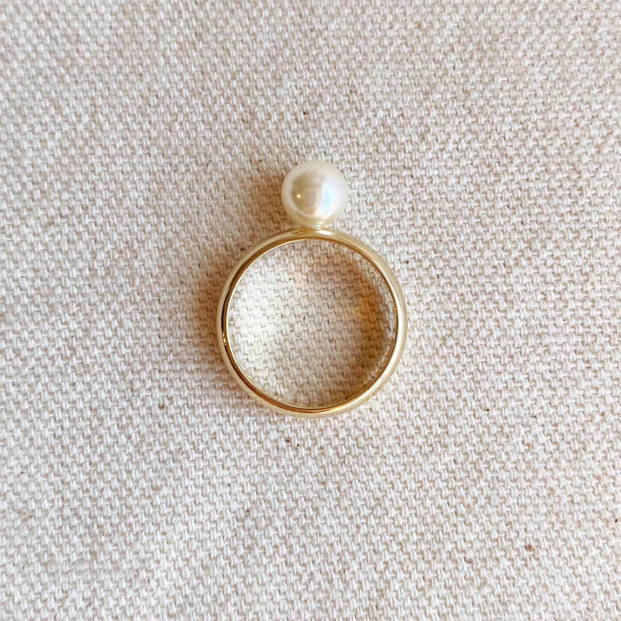 Gold Filled 18k Solitaire Pearl Ring